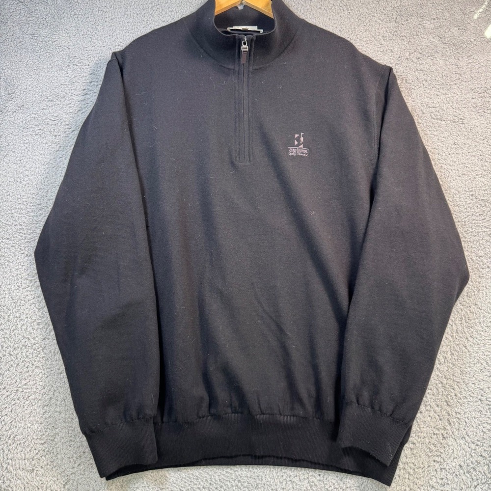 Fairway & Greene Italian Merino Wool 1/4 Zip Pullover Sweater Mens XXL Black